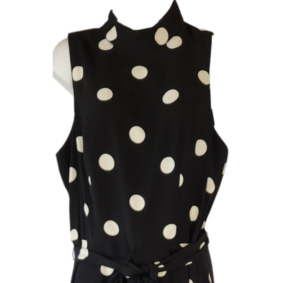 SLNY SL Fashions NY Polka Dot Belted Sleeveless Midi Dress 12 - Picture 4 of 5